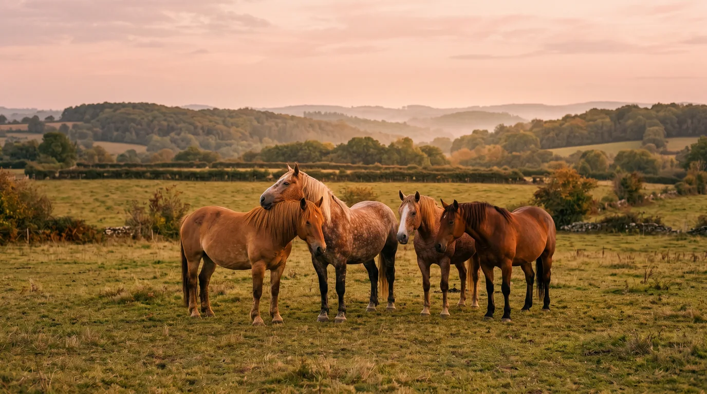 Les chevaux du Centre équestre de Naves en liberté, Corrèze